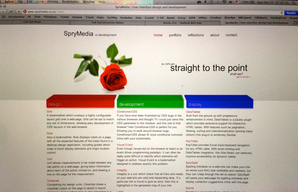 The front page on the website of SpryMedia, a U.K. company that had it’s software stolen and modified by President Obama’s administration to utilize on the Healthcare.gov site in Oct. 2013. (Screen shot by: Eric Dively/Full Sail University)