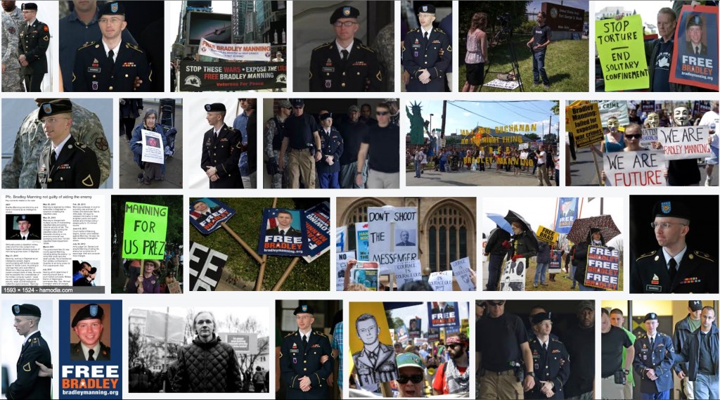 A small portion of the Google Images results page after a Bradley Manning search in Oct. 2013 reveals several photos concerning the controversy. (Screen shot by: Eric Dively/Full Sail University)