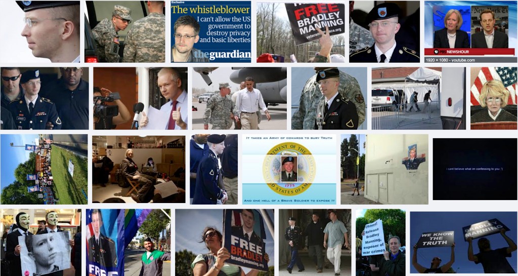 A slice of the Oct. 2013 Google Images results page following a Bradley Manning inquiry uncovers several pictures related to the matter. (Screen shot by: Eric Dively/Full Sail University)